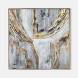 Grey And Gold Wall Decor Living Room Canvas Art Contemporary Abstract
