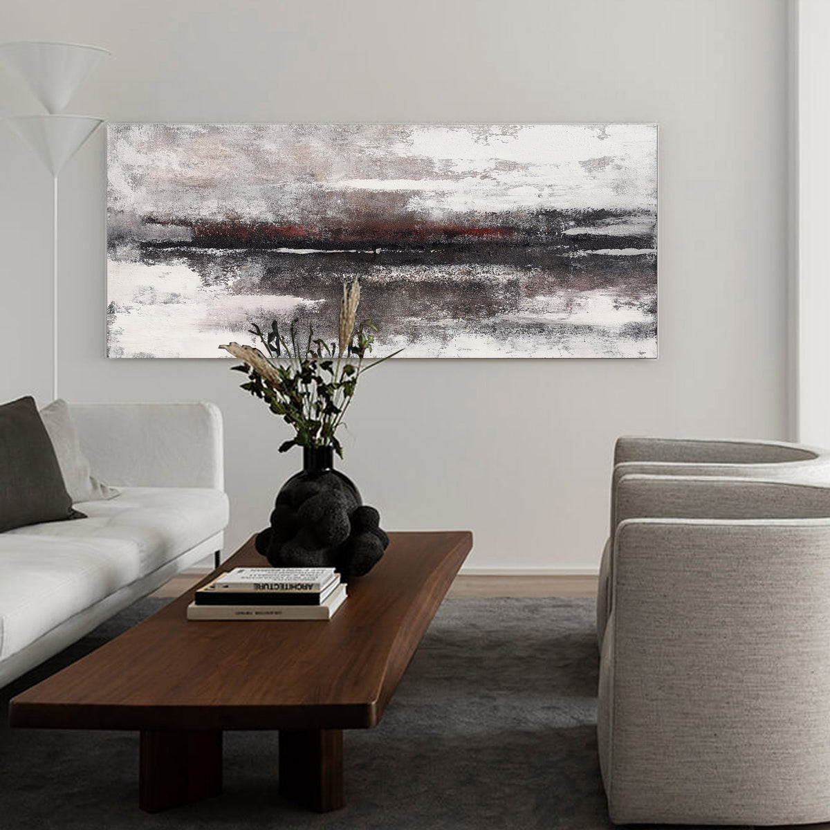 Huge Black And White Beach Wall Art Panoramic Modern Coastal Artwork Acrylic Oversized Coastal Wall Art