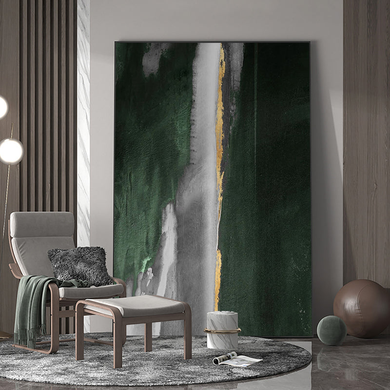 Large Contemporary Art Dark Green Abstract Canvas Art Huge Modern Abstract Paitning For Livingroom