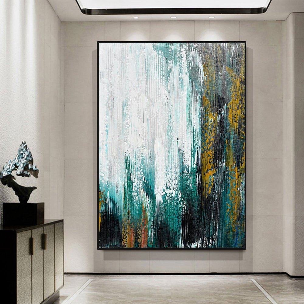 Abstract Green Canvas Painting Large Original Acrylic Abstract Canvas Art Modern Abstract Painting 