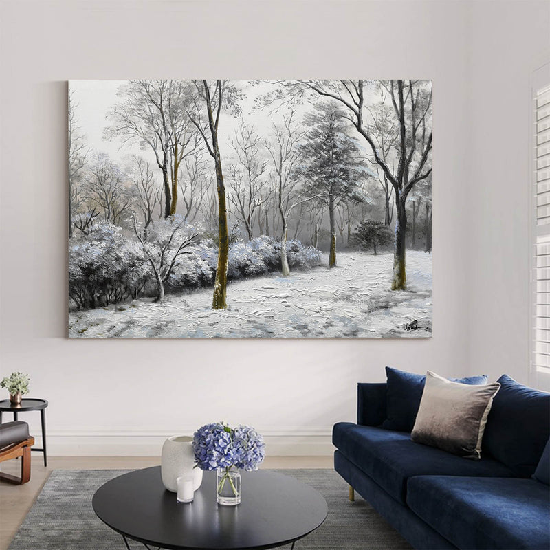 Winter Landscape with Snow Covered Trees Christmas Winter Wall Art Canvas Painting| Artexplore