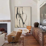 Minimalist Art Painting Black And White Abstract Wall Art Black Line Canvas Art | Artexplore
