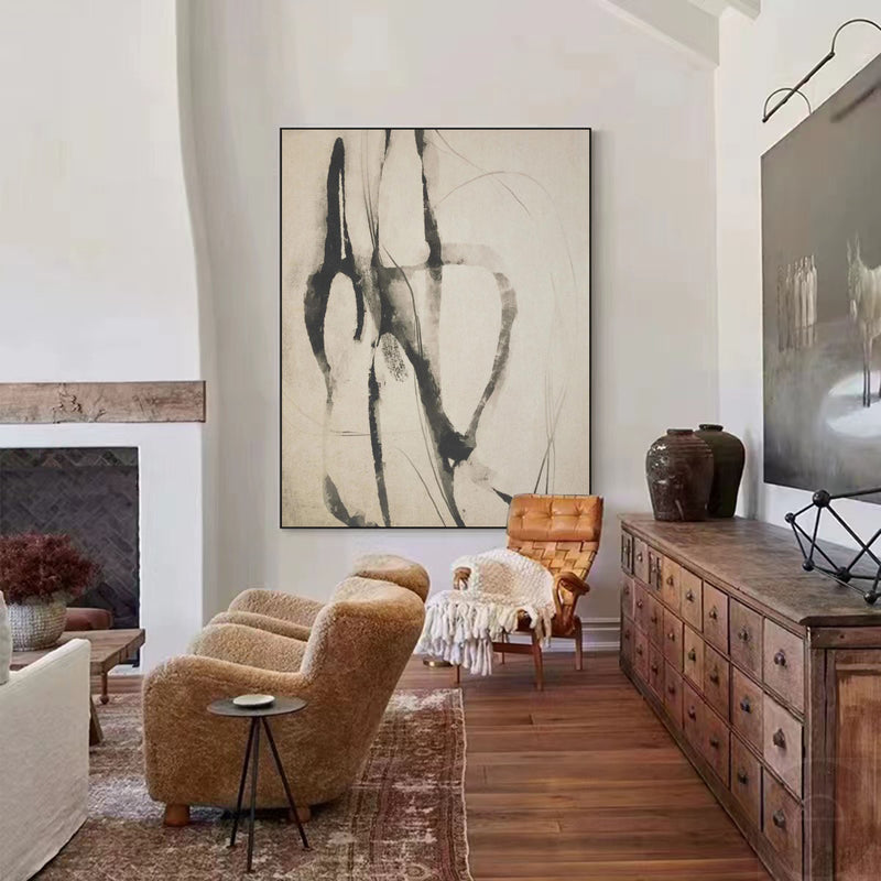 Minimalist Art Painting Black And White Abstract Wall Art Black Line Canvas Art | Artexplore