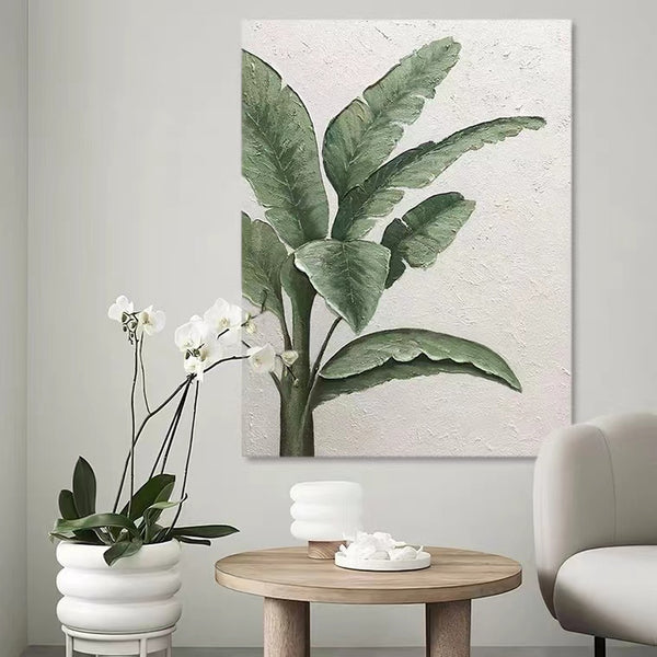 Gaint Leaf Landscape Wall Art Green Acrylic Painting Canvas Wall Decor Artworks For Sale