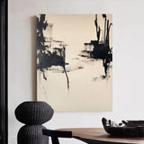 Contemporary Minimalist Art Painting Black And White Abstract Canvas Wall Art For Sale
