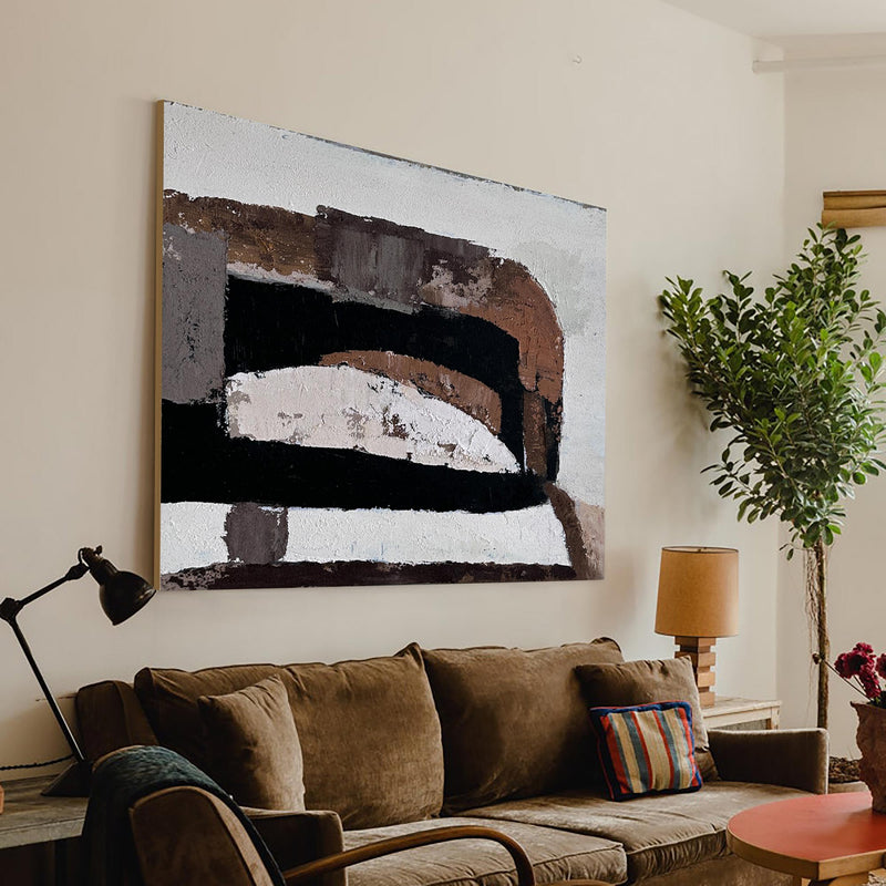 Large Abstract Oil Paintings On Canvas Wall Art Brown Acrylic Painting Modern Wall Art For Interior