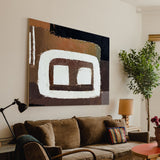 Modern Brown Abstract Wall Art Large Japandi Interior Canvas Art Horizontal Wall Art For Sale