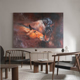 Modern Wild Horse Acrylic Painting Large Brown Horses Livingroom Canvas Wall Art For Sale