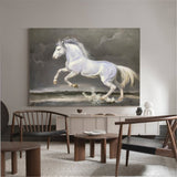 White Running Horses Canvas Wall Art Extra Large Wild Horse Canvas Art Moddern White Horse Painting