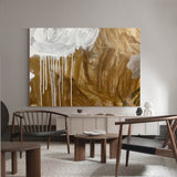 Modern Gold Canvas Wall Art Horizontal Abstract Wall Art Large Abstract Acrylic Painting For Sale