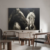 Large Running Horses Canvas Art Wild Horse Wall Art Black And White Horse Oil Painting For Sale