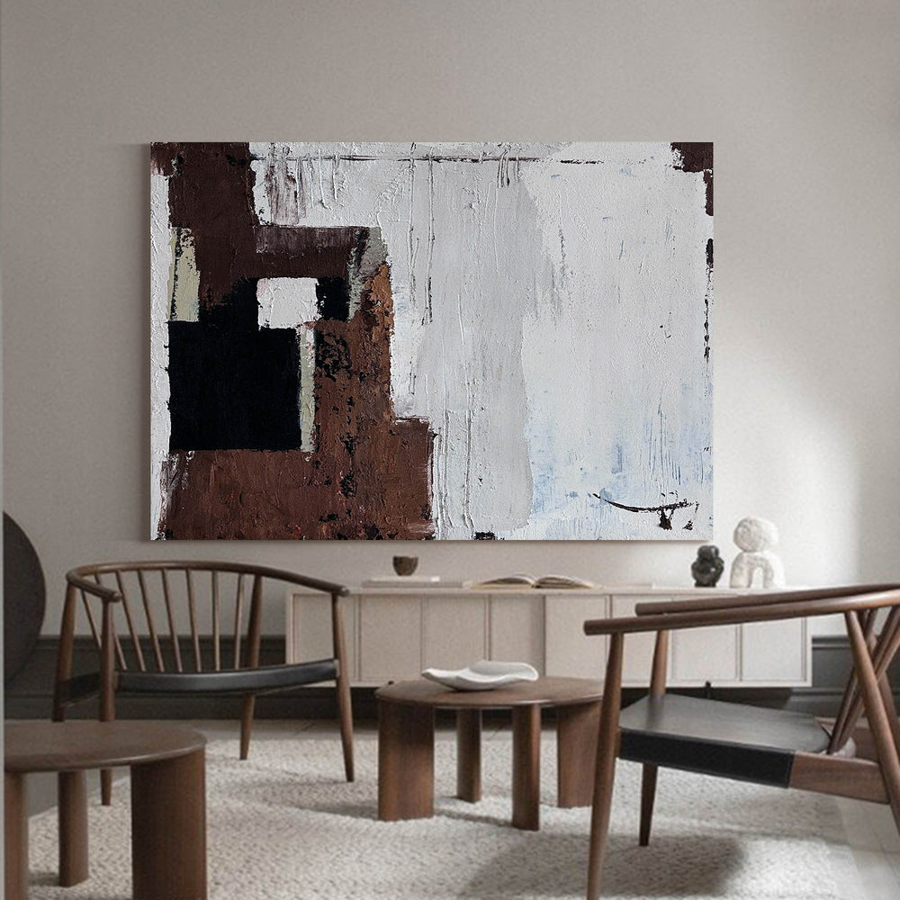 Japandi Abatract Wall Art Large Abstract Oil Paintings On Canvas Brown Acrylic Painting Modern Wall Art 