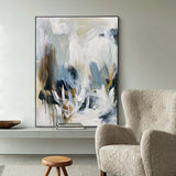 Grey Blue Abstract Original Painting Contemporary Art Living Room Wall Art For Sale