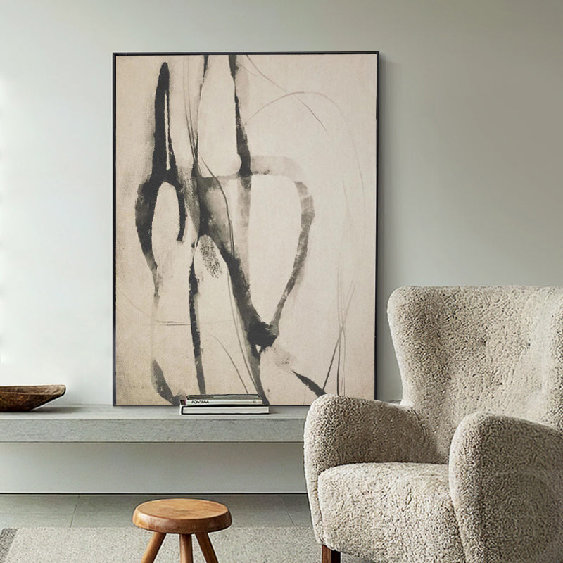 Minimalist Art Painting Black And White Abstract Wall Art Black Line Canvas Art | Artexplore