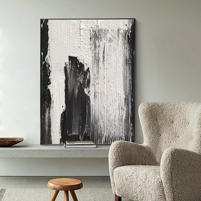  Black and white Abstract art Modern minimalist wall art Textured canvas Painting for sale