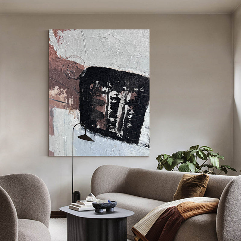  Large Grey Abstract Acrylic Painting Grey Black Abstract Canvas Wall Art Grey Abstract Art For Livingroom