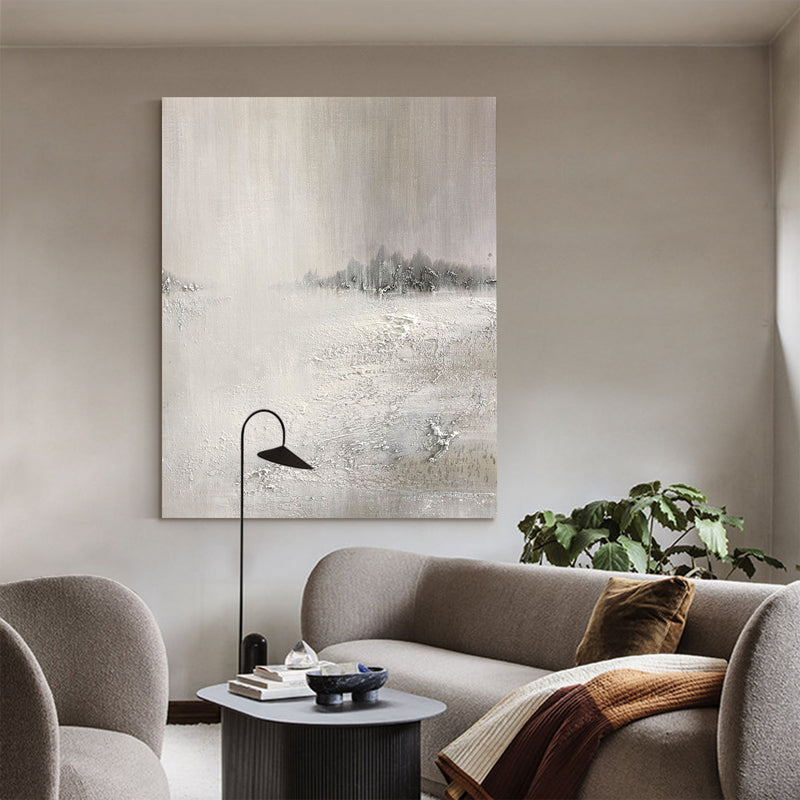 Grey Landscape Acrylic Painting Large Canvas Wall Art Abstract Landscape Art For Livingroom