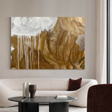 Modern Gold Canvas Wall Art Horizontal Abstract Wall Art Large Abstract Acrylic Painting For Sale