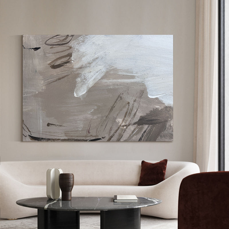 Large Grey Abstract Wall Art, Abstract Canvas Wall Art, Modern Abstract Painting For Sale