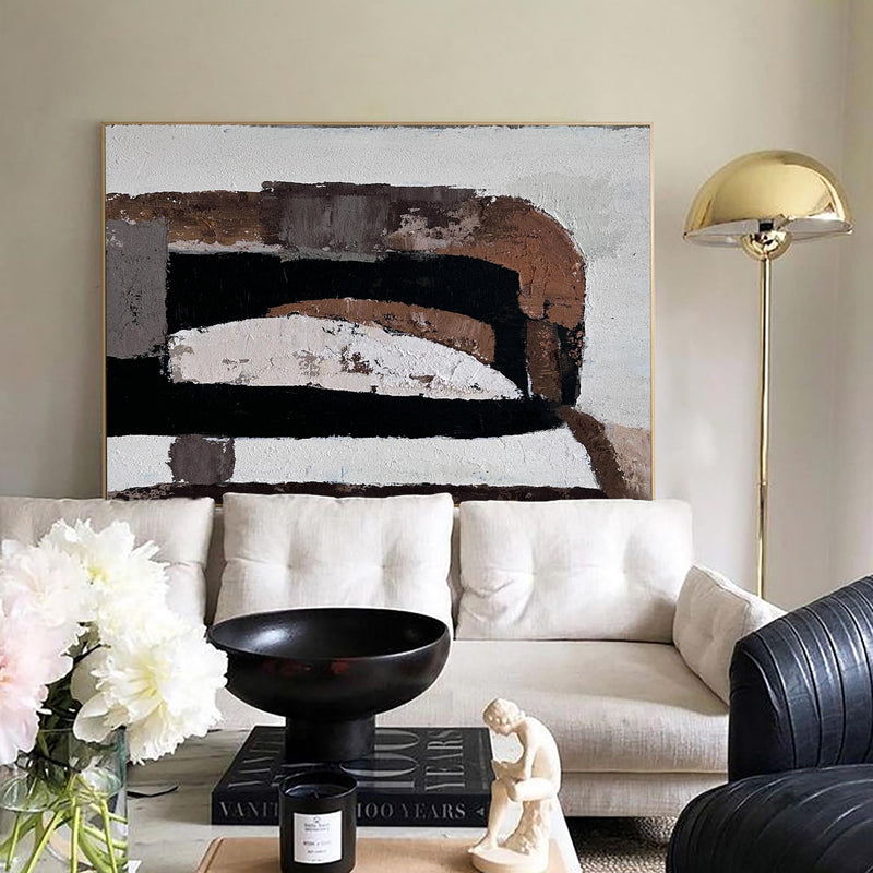 Large Abstract Oil Paintings On Canvas Wall Art Brown Acrylic Painting Modern Wall Art For Interior