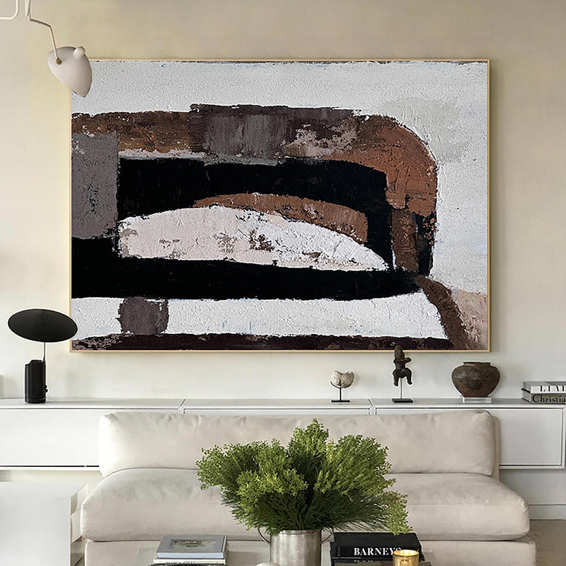 Large Abstract Oil Paintings On Canvas Wall Art Brown Acrylic Painting Modern Wall Art For Interior