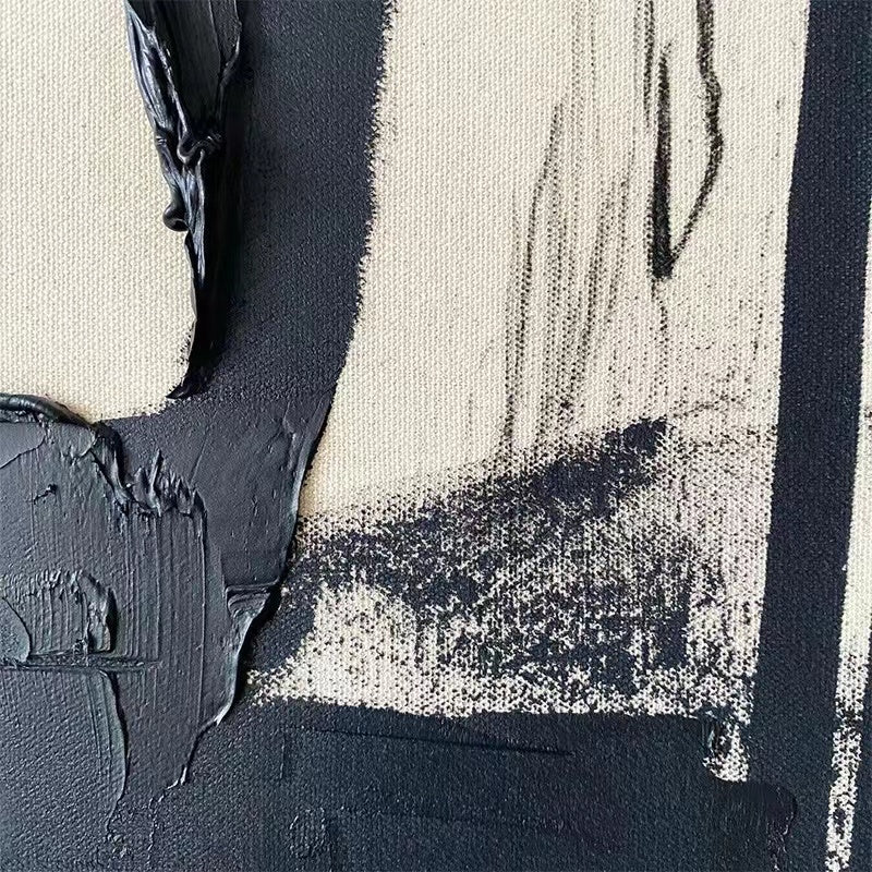 Contemporary Minimalist Art Painting Black And White Abstract Canvas Wall Art For Sale