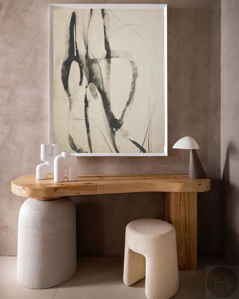 Minimalist Art Painting Black And White Abstract Wall Art Black Line Canvas Art | Artexplore