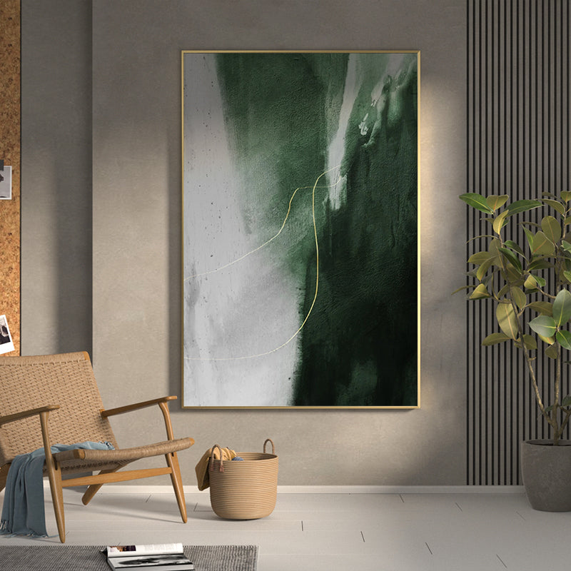 Green Canvas Painting Acrylic Large Vertical Green Wall Art Canvas Abstract Wall Art For Living Room
