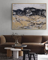 Black And Gold Wall Art Abstract Acrylic Art Canvas Painting For Living Room