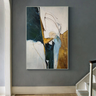 Green Wall Art Modern Green Gold Textured Painting Abstract Extra Large Oil Painting For Livingroom