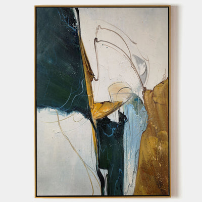Green Wall Art Modern Green Gold Textured Painting Abstract Extra Large Oil Painting For Livingroom