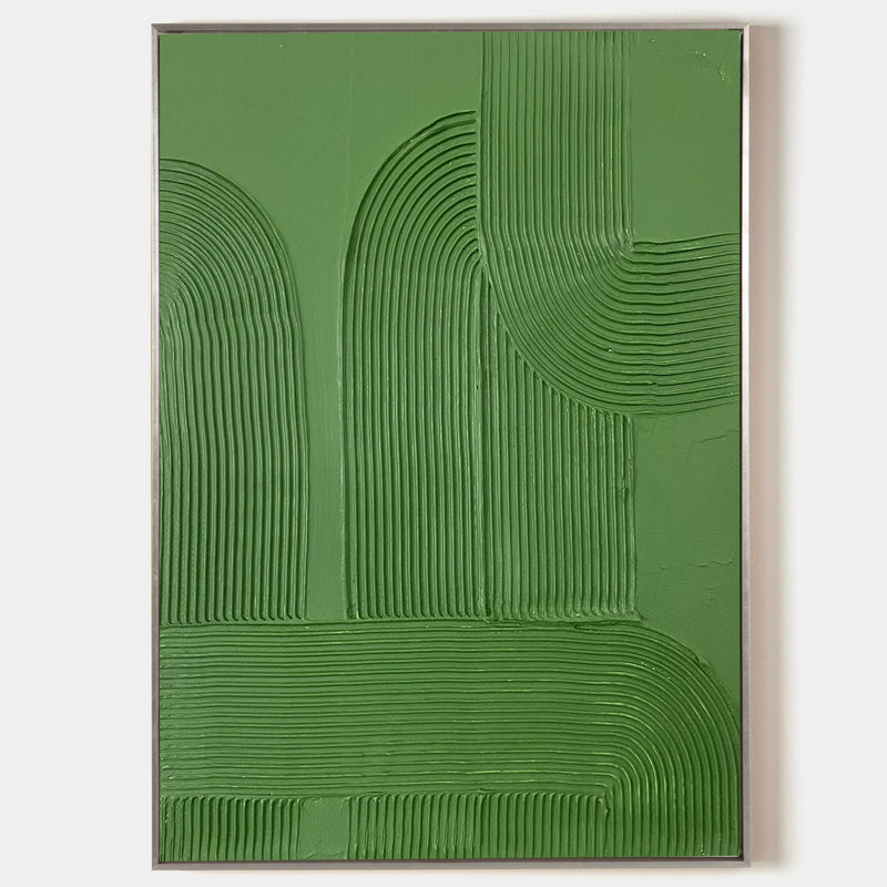 Large Textured Painting Green Abstract Wall Art Minimalist Acrylic Abstract Painting For Sale