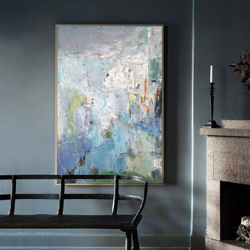 Large Original Abstract Blue And Green Wall Art Textured Modern Abstract Painting