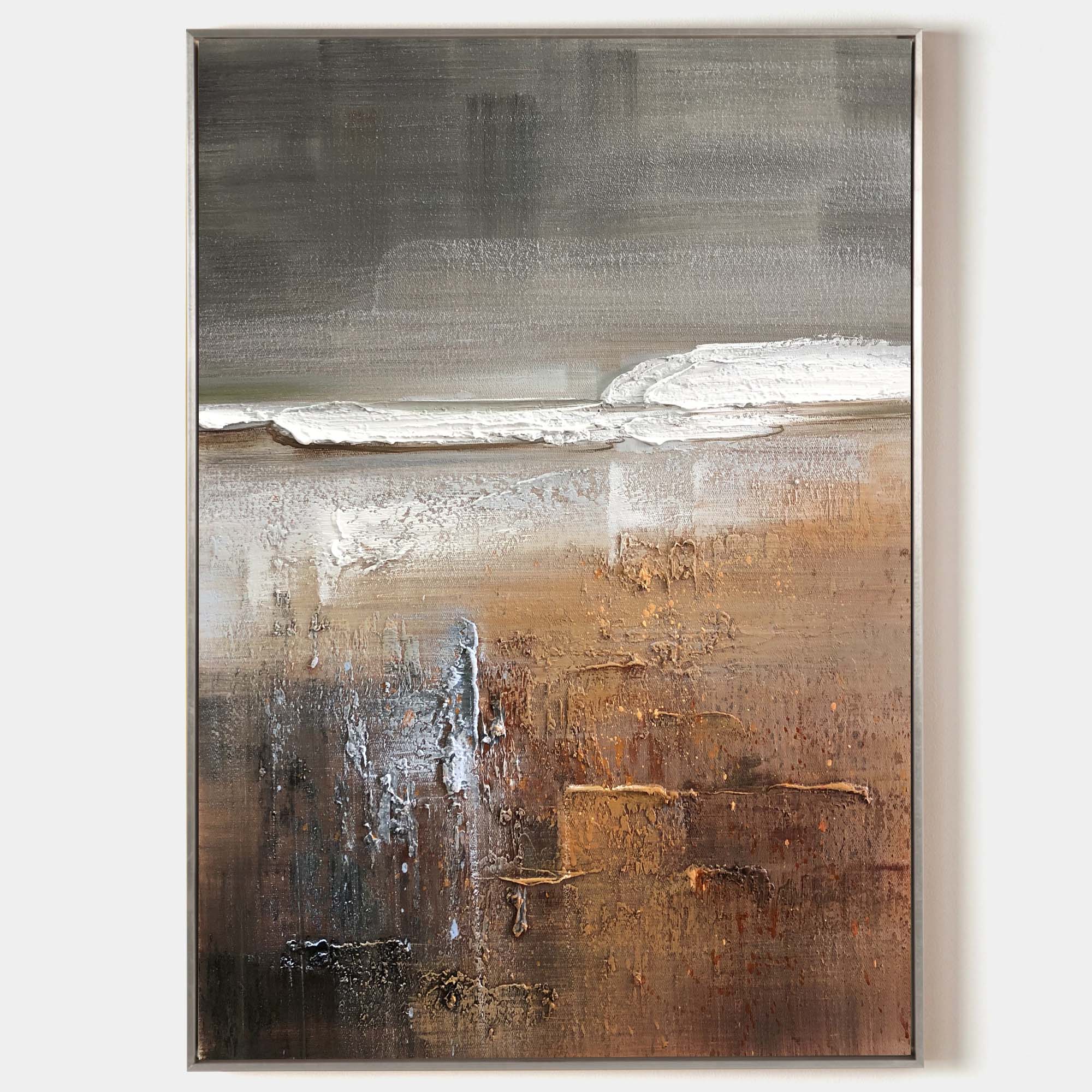 Large Brown Texture Acrylic Painting Brown Livingroom Canvas Wall Art Modern Abstract Minimalist ArtFor Sale