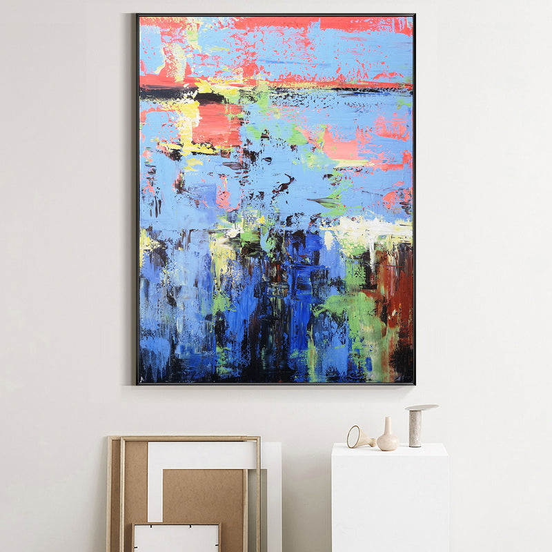 36 x 48 Colorful Abstract Beach Painting Vertical Acrylic Seascape Paintings