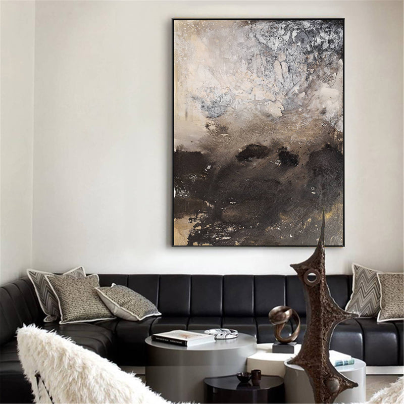 Brown Abstract Art Modern Abstract Extra Large Vertical Wall Art Framed