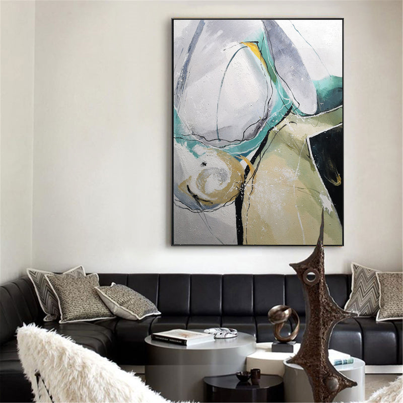 Extra Large Abstract Geometric Painting Acrylic Large Artwork For Living Room