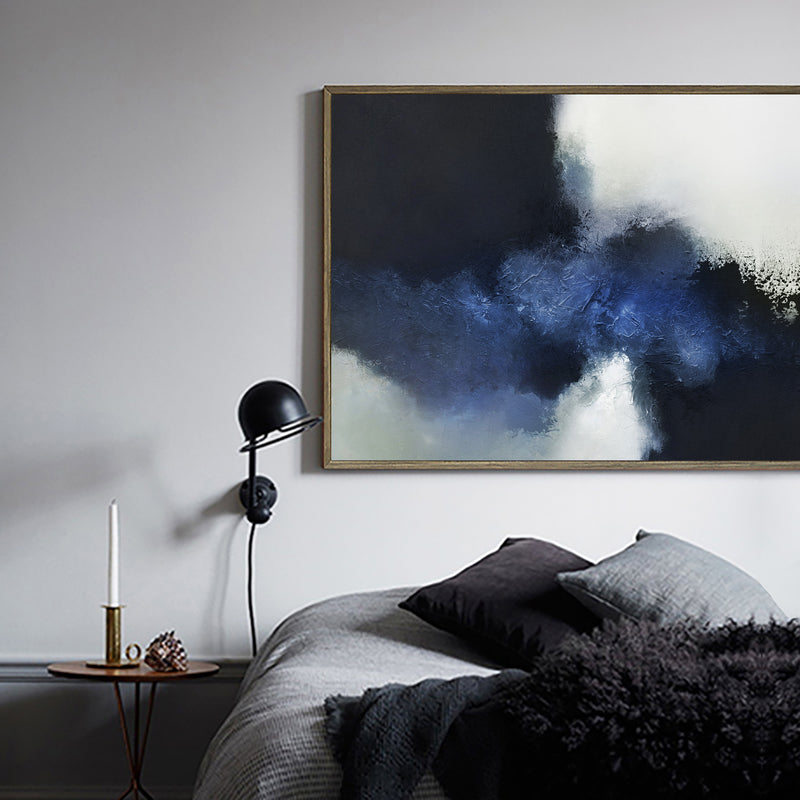 Large Black And Blue Wall Art Abstract Blue Art Modern Blue Art