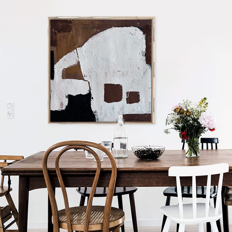 Brown Abstract Wall Art Brown Canvas Art Minimalist Painting Brown and White Minimalist Art Interior Wall Art