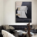 Large Black Beige Artwork Textured Abstract Wall Art Abstract Acrylic Painting Canvas Livingroom Artworks 