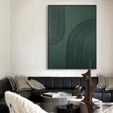 3D Green Minimalist Wall Art Rich Textured Abstract Artwork Acrylic Painting For Living Room