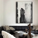  Black and white Abstract art Modern minimalist wall art Textured canvas Painting for sale