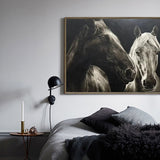 Large Running Horses Canvas Art Wild Horse Wall Art Black And White Horse Oil Painting For Sale