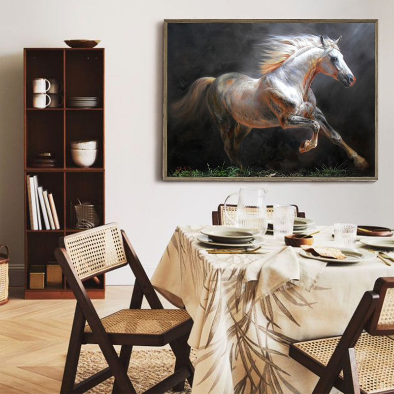 Modern Oil White Horse Painting Wild Horse Canvas Wall Art Large Horse Wall Art For Livingroom