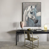 White Horse Painting Livingroom Canvas Artworks Horse Acrylic Painting Large Horse Wall Art For Sale