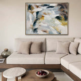 Modern Grey White Abstract Painting Minimalist Painting Large Horizontal Wall Art For Sale
