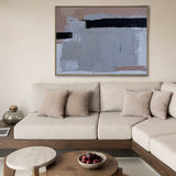 Modern Grey Pink Abstract Wall Art, Livingroom Canvas Wall Art, Modern Abstract Art For Sale