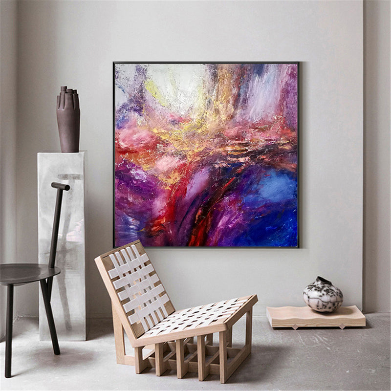 Pink And Blue Wall Art Purple And Gold Abstract Art Colorful Canvas Art