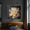 Black And Gold Abstract Flower Wall Art Livingroom Canvas Wall Art Acrylic Painting For Sale