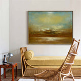 Color Green Impressionist Seascape Paintings Large Beach Canvas Wall Art Modern Beach Art